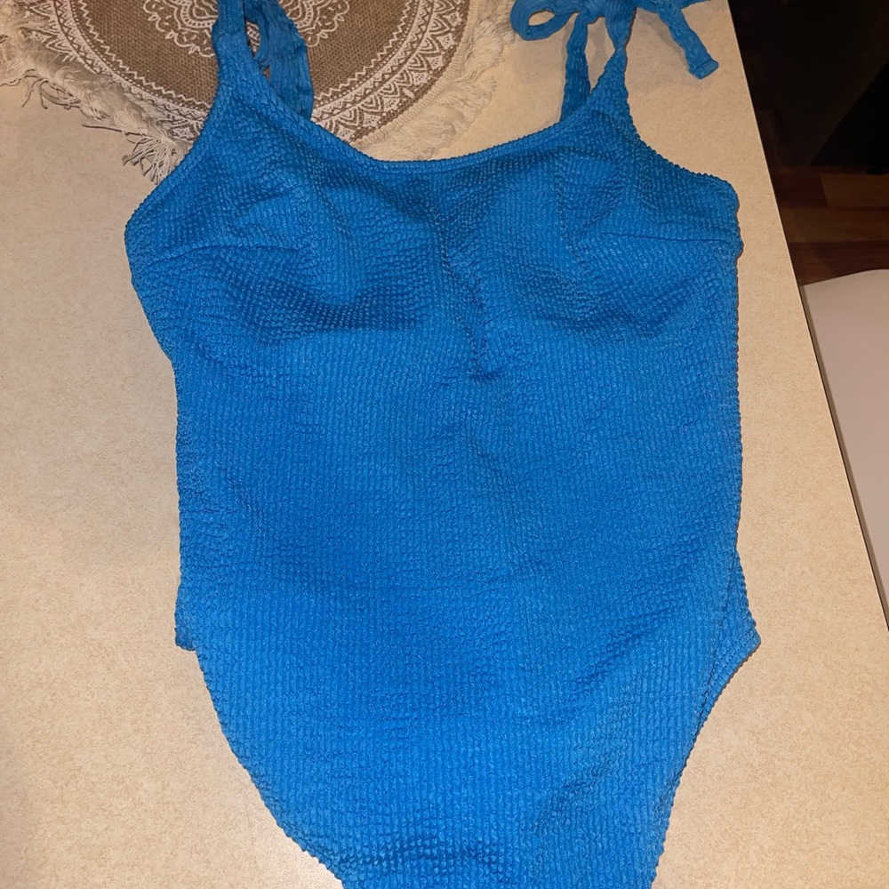 Blue Textured Swimsuit